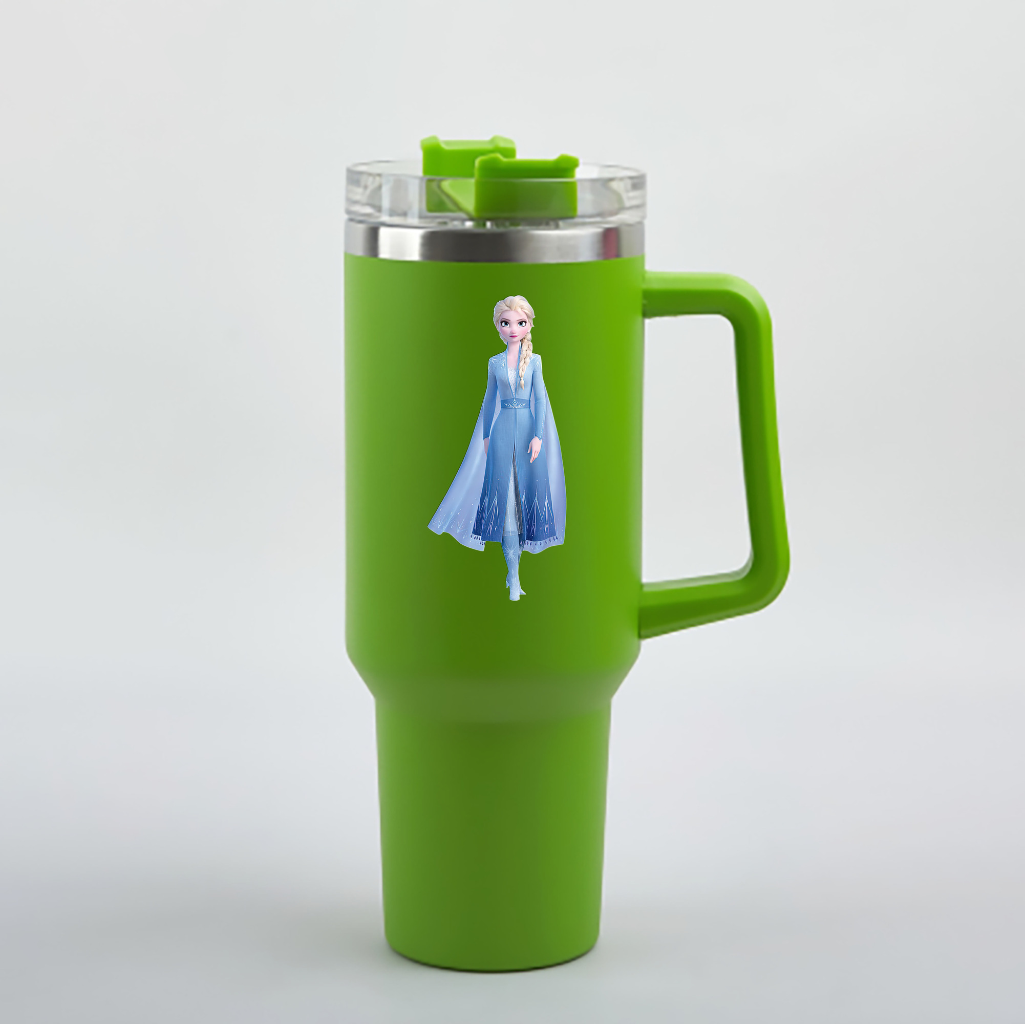 （画像用） アナと雪の女王 アンナ エルサ Frozen Anna Elsa 1200mL車用タンブラー - クリスタルステッカー（プラスチックストロー付き）
